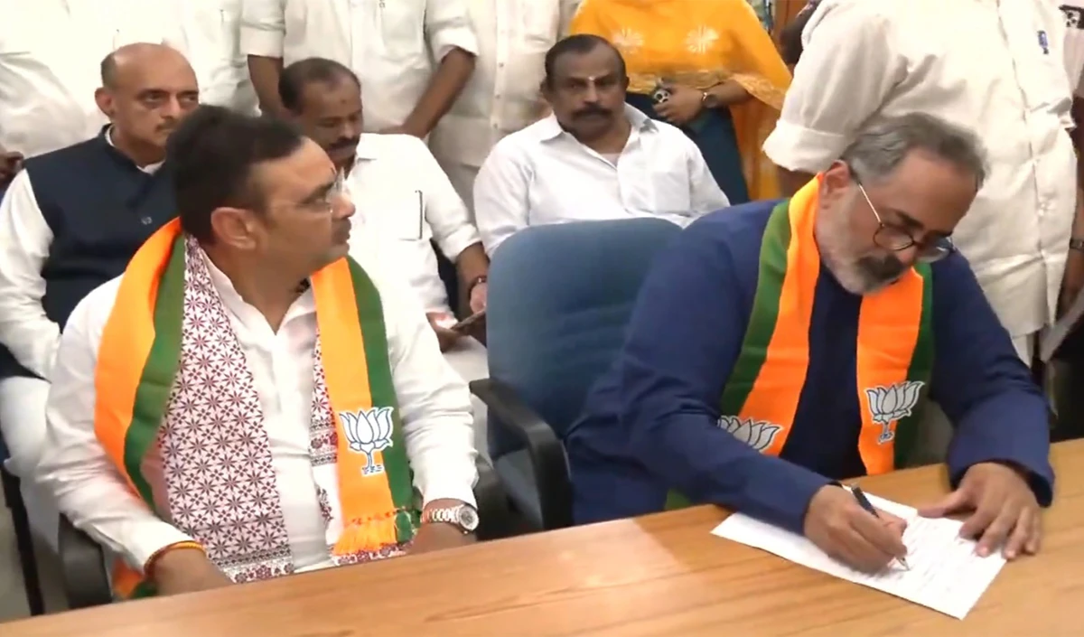 Bharatiya Janata Party Makes a Big Political Move in Kerala: Rajeev Chandrasekhar Files Nomination, Bhajan Lal Sharma Shows Strong Support
